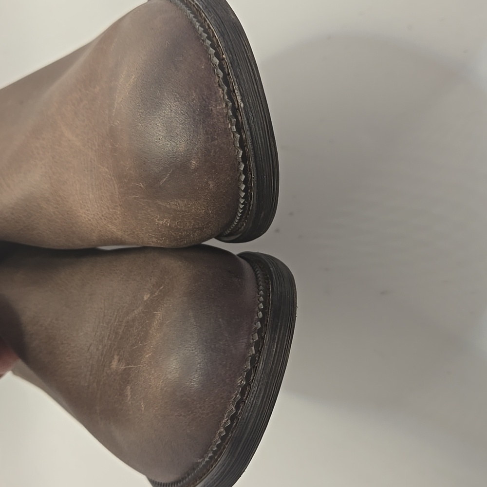 Franco Sarto Boots Womens 10 Hyla Taupe Leather Ankle Zip Booties Shoes Boho - Picture 6 of 9